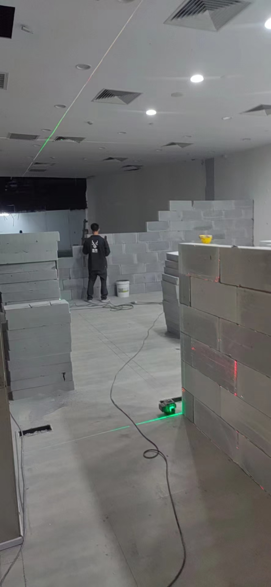 泡沫砖隔墙施工现场